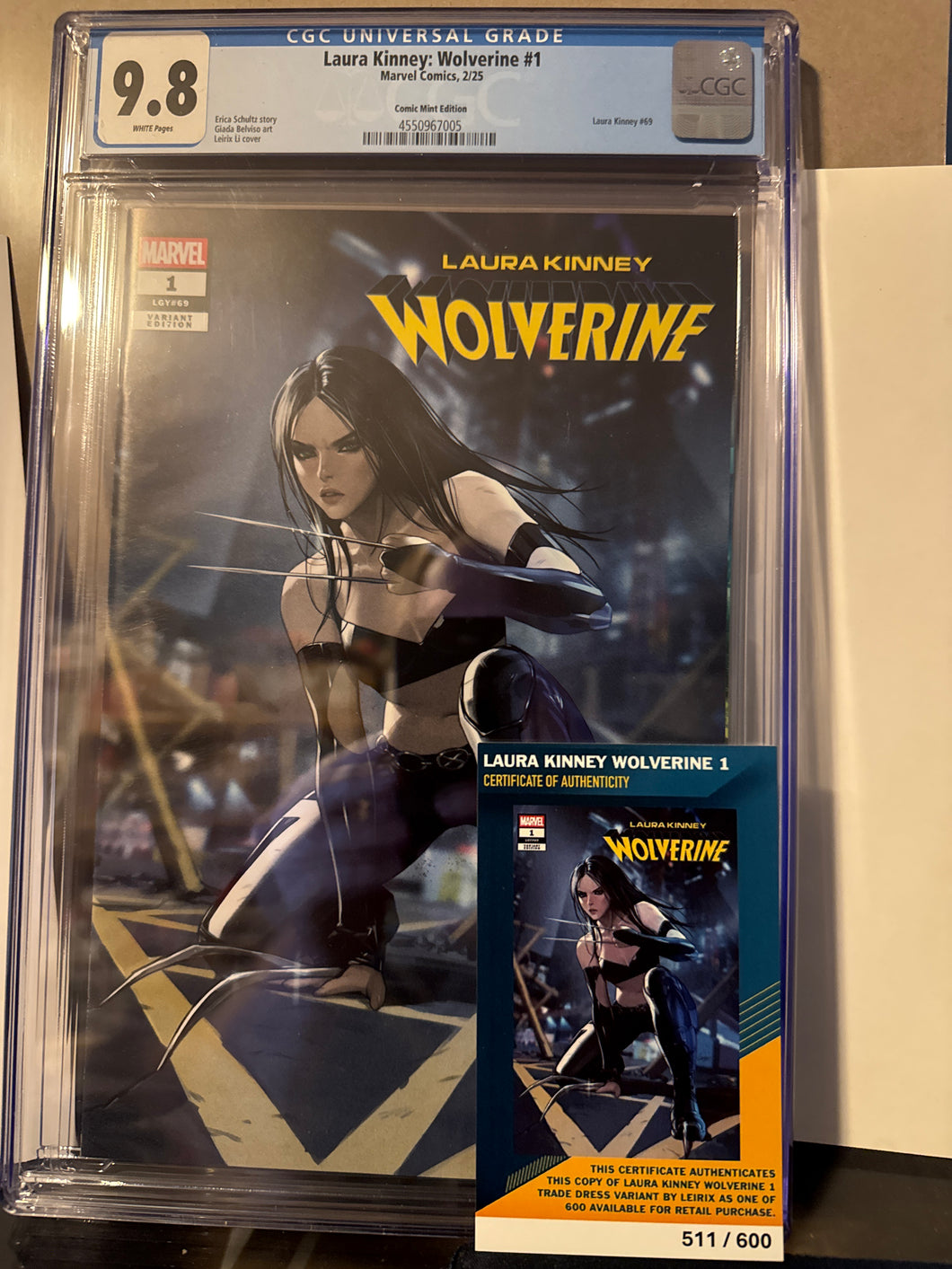 LAURA KINNEY WOLVERINE #1 CGC 9.8 LEIRIX LI EXCLUSIVE X-23 VARIANT LTD 600 RARE