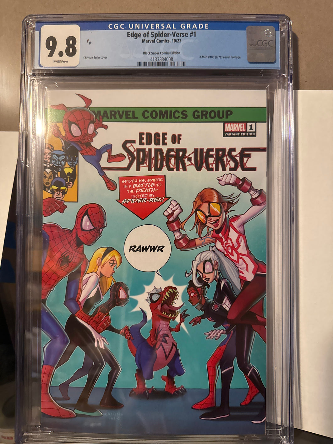 CHRISSIE ZULLO'S   Edge of spider Verse #1 Black Saber exclusive CGC 9.8