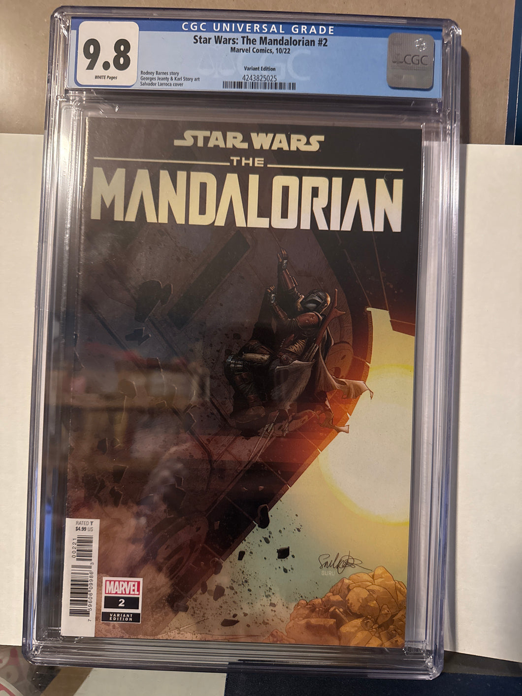 STAR WARS: THE MANDALORIAN #2 1:25 LARROCA VARIANT CGC 9.8 1ST FULL GROGU MARVEL