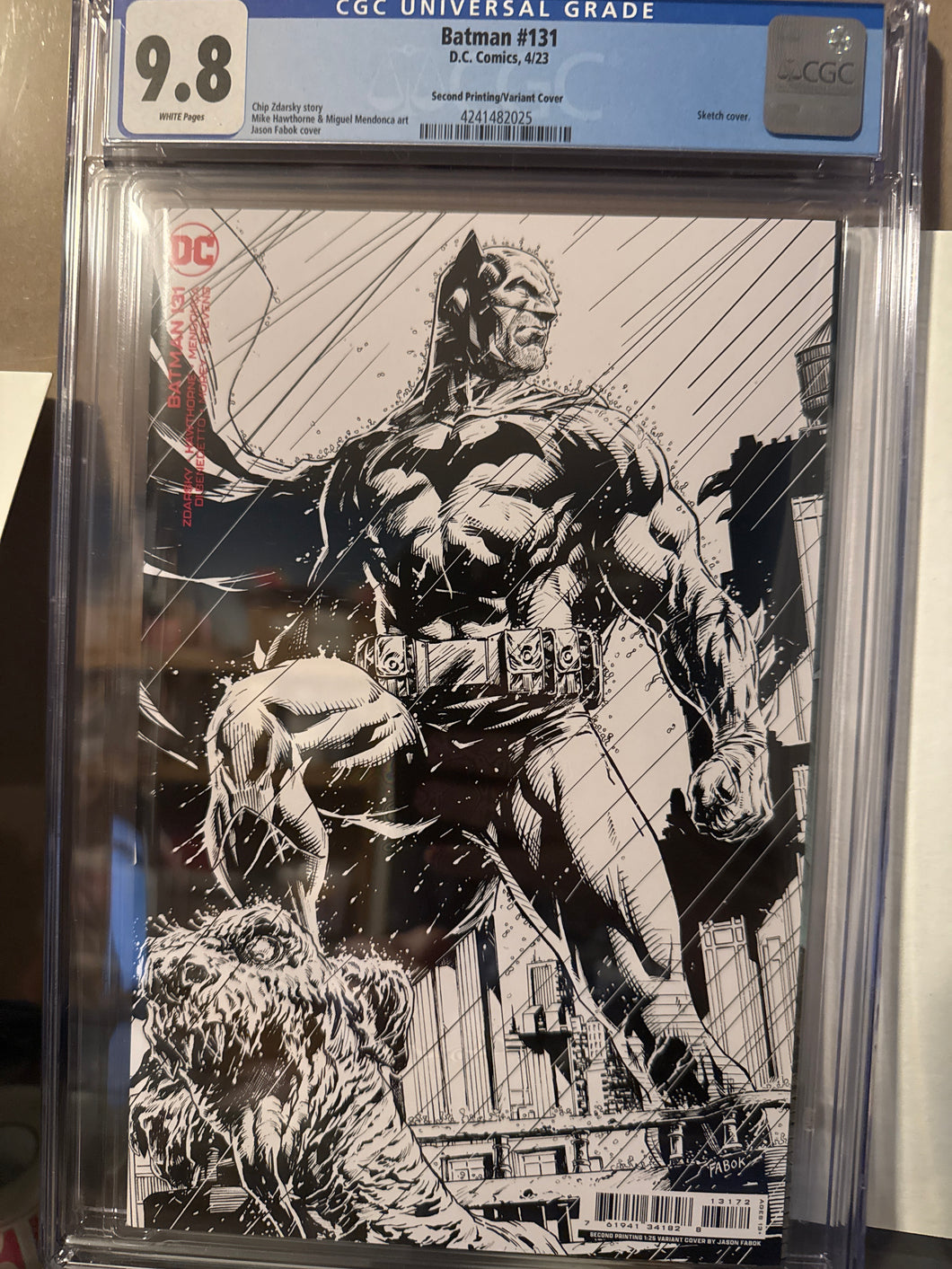 Batman #131 1:25 2nd print Fabok black white variant CGC 9.8