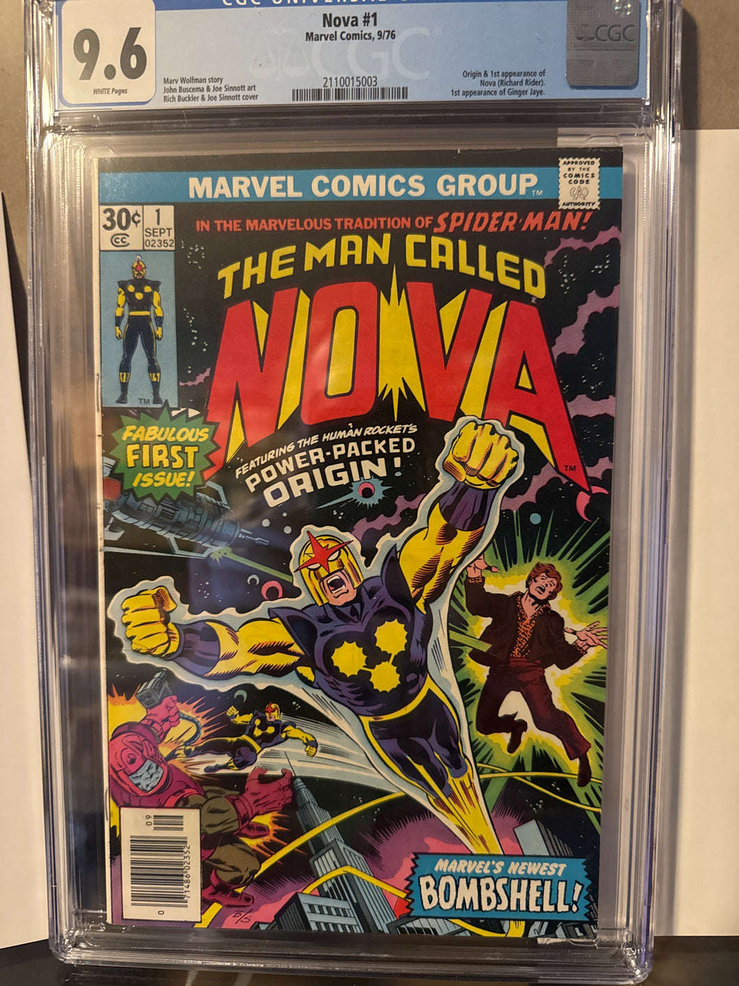 The Man Called NOVA #1 - CGC 9.6 - White Pages - Nova's Origin