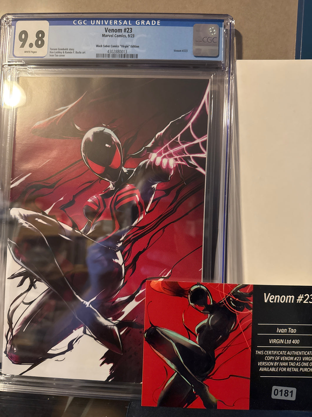 Venom 23 Ivan Tao Virgin Variant CGC 9.8  Limited To 400 Copies W/COA