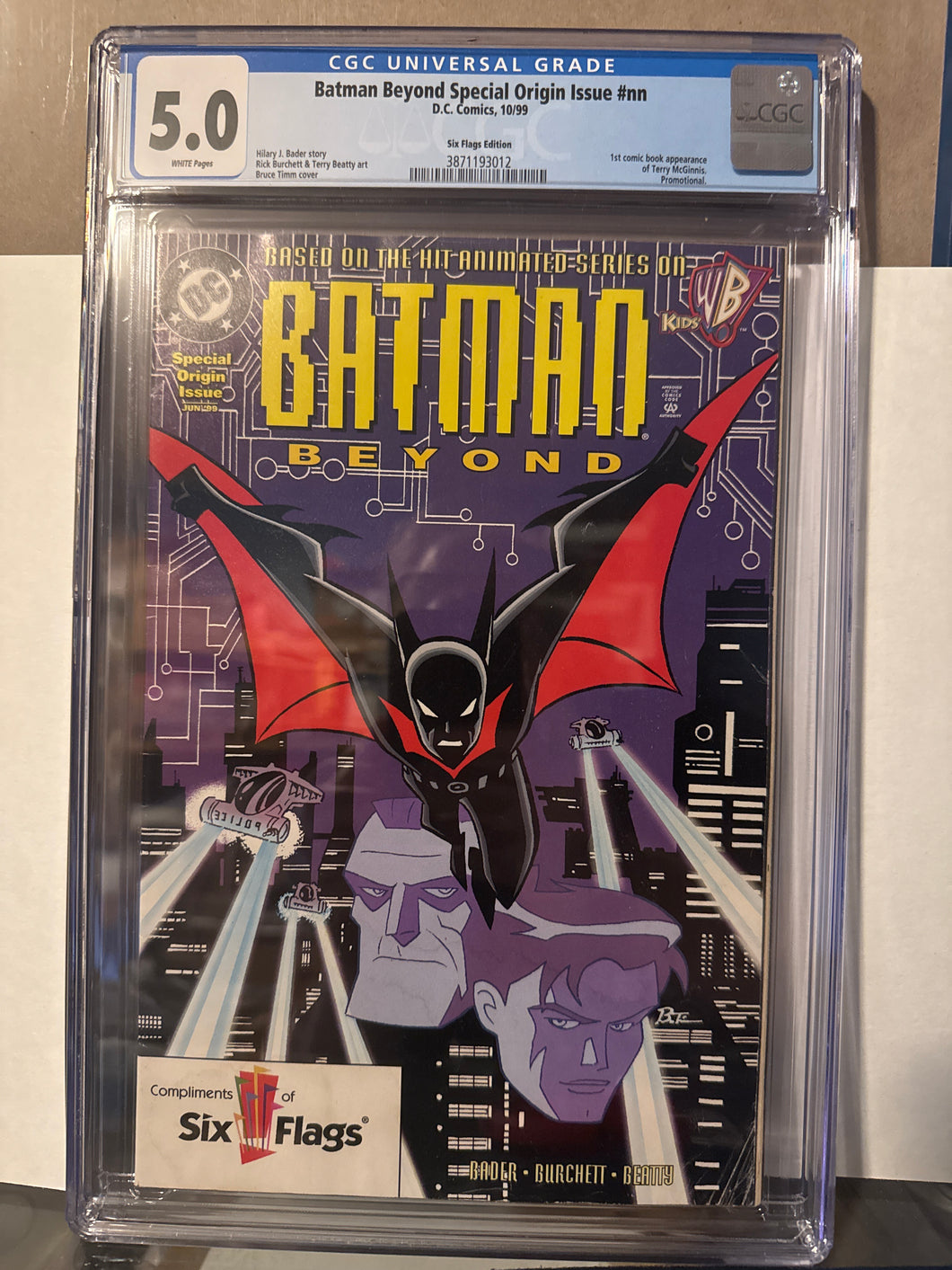 Batman Beyond #1 DC 1999 VF - 1st Terry McGinnis Six Flags Variant, Origin Issue CGC 5.0