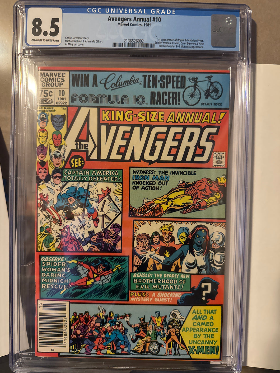 1981 Avengers Annual #10 CGC 8.5 VF+ 1st Appearance Rogue & Madelyn Pryor