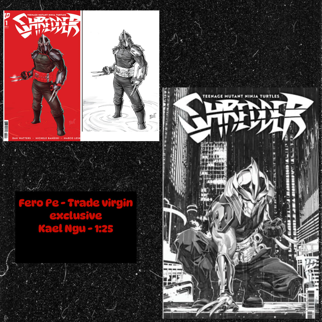 Teenage Mutant Ninja Turtles: Shredder #1 BLACK SABER COMICS Exclusive - Cover Art by Fero Pe VIRGIN/TRADE (+1:25 NGU ) 3 Book BUNDLE